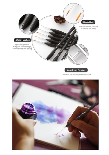 15 Parça Detay Boya Fırça Seti Akrilik Sulu Boya Yağlı Boya İçin