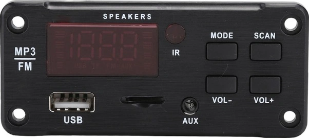 Fortunelane 12v Araç Ses Modülü Bluetooth 5.0 - Renkli Ekran, Fm Radyo, Usb/tf, Kırmızı Işık Kumanda Batarya Dahil/