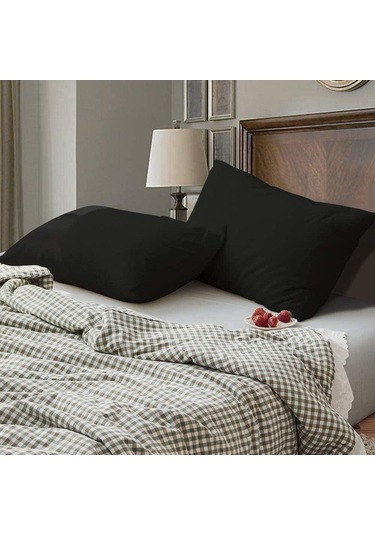 Pamuklu 2 Adet 50x70 Siyah Fermuarlı Yastık Kılıfı