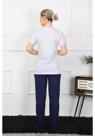 Lenaca Kadın Kısa Kol Penye Pijama Takımı Buz Mavisi
