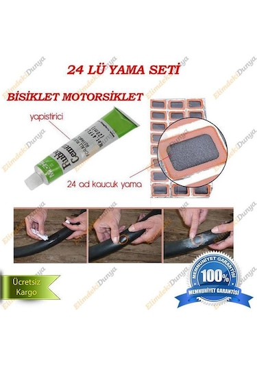 Bisiklet İç Lastik Yaması Tamir Seti 24 Adet