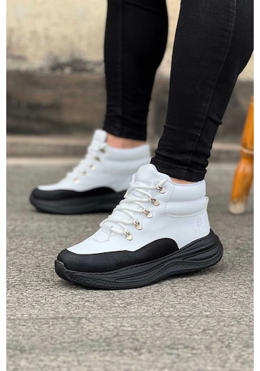 Wagoon Wg035 Kömür Beyaz Yüksek Taban Yarım Bilek Bot Çok Renkli