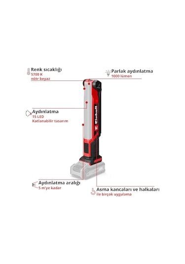 Einhell Akülü Lamba Te-cl 18/1000 S Li-solo Power X-change 18 V,