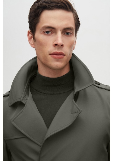 Ds Damat Regular Fit Haki Apoletli Beli Kemerli Pardösü/Trenckot 1hf08ort00013 Haki