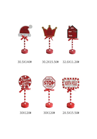 Hyt Noel Sokak Tabelası Stop Dekoratif Işık Ahşap Noel Tatil Pencere Masaüstü Atmosfer Led Renkli Işıklar