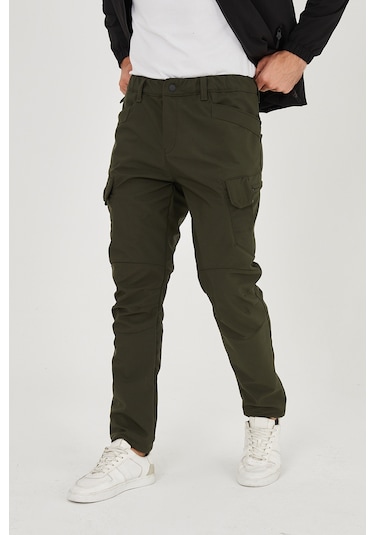 Camp Scoutland Camp591 Outdoor Softshell Su ve Rüzgara Dayanıklı içi Polarlı Kışlık Erkek Taktik Pantolon - Haki