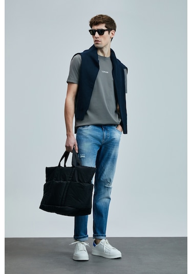 Lufian Franz Smart Jean Erkek Pantolon Slim Fit Mavi Mavi 111200196100300 Mavi