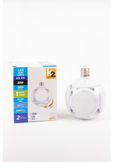 Kes475 30w Led Küre Ampül E27 Beyaz Işık