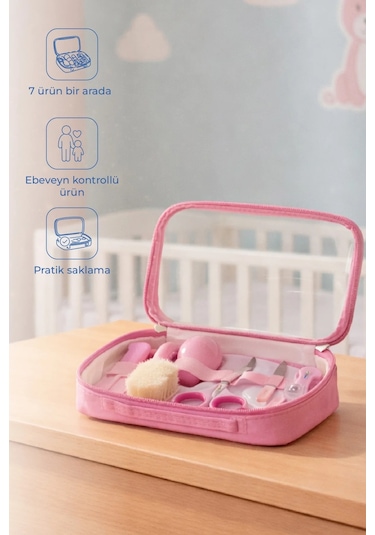 Babyjem Çantalı Bebek Bakım Bakım Seti 7 Parça Pembe
