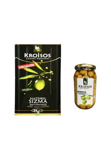 Kroisos Zeytinyağı Ve Yeşil Zeytin Sofra Paketi