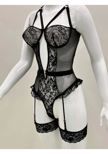 Afrodit Siyah Sexy Jartiyer Takım -1050 Siyah