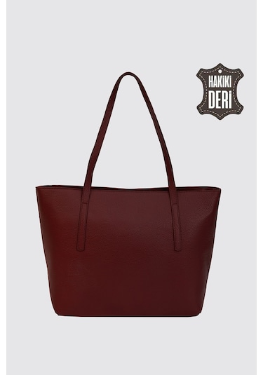 Hakiki Deri Kadın Omuz Çantası Bordo Smr6425 Bordo
