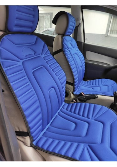 2,li Oto Koltuk Kılıfı Minder Alkantra Kumaş Mavi Renk + Slikon Direksiyon Kılıfı