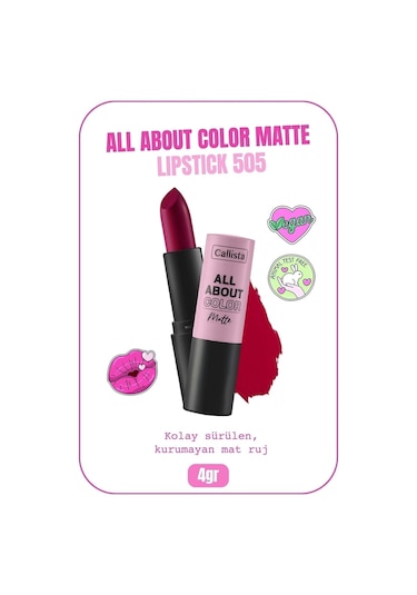 Callista All About Color Matte Lipstick Nemlendirici Mat Ruj - 505 Show Business - Pembe