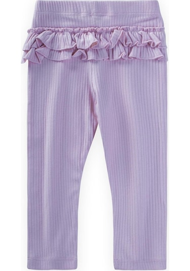 Cigit Arkası Fırfırlı Fitilli Tayt 0-3 Yaş Lila Lila