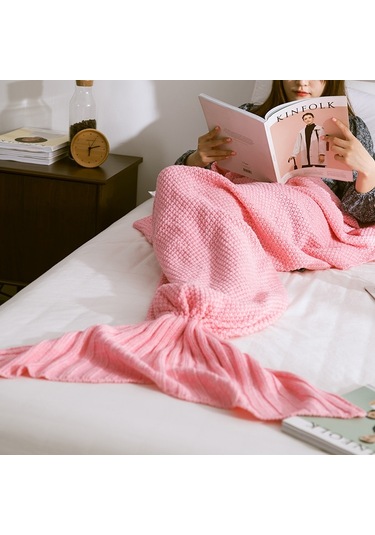 Sones Denizkızı Kuyruğu Battaniye Yetişkinler İçin Süper Yumuşak Uyku Örme Battaniyeler, Boyut: 140 X 70cm Pembe