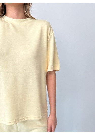 Kadın Modal Kısa Kolu Soft Touch Spor Takım Sarı