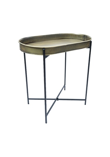 Standlı Oval Tepsili Sehpa Altın Rengi