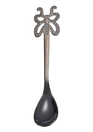 Sones Çok Renkli Paslanmaz Çelik Kelebek Kahve Kaşığı Meyve Soğuk İçecek Dondurma Tatlı Çay Kaşığı, Renk:siyah