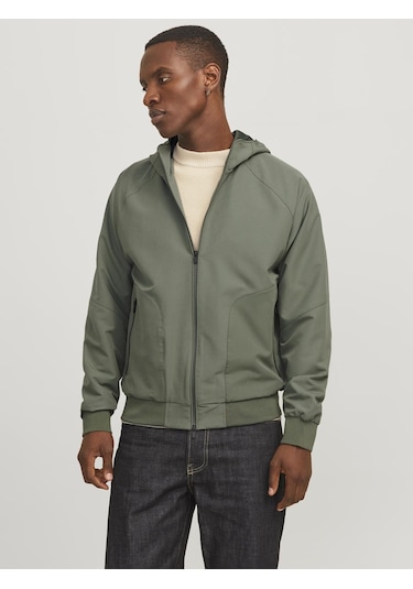 Jack & Jones Erkek Kapüşonlu Bomber Ceket - Perfect - 12270682 Agave Green Yeşil