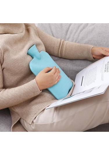 Mavi Sıcak Su Şişesi Düz Renk Kalın Pvc Silikon Kauçuk Sıcak Su Şişesi Sulama El Isıtıcıları Sıcak Saray Sıcak Çanta 1 L