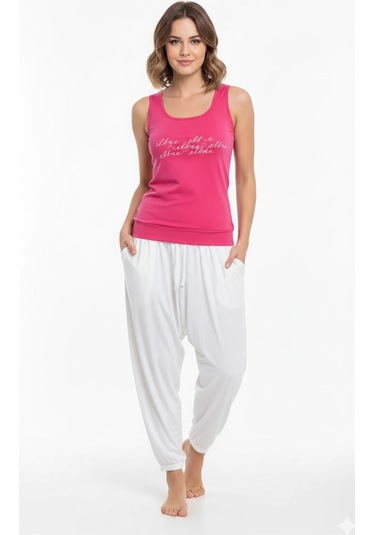 Şahinler Bayan Yazlık Poly Şalvarlı Pijama 21519 Fusya