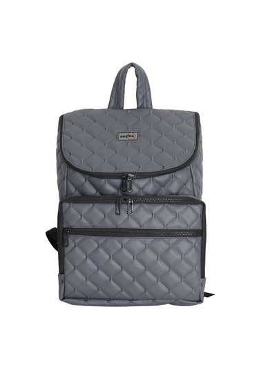 Kapitone Desenli Anne/bebek Bakım Çantası Gri Nakışlı - Zeybe Gri