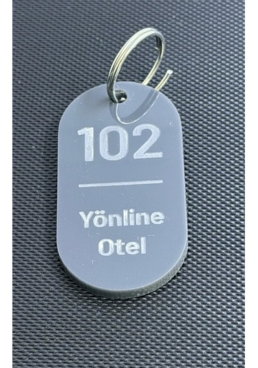 4'lü Kişiselleştirilebilir Antrasit Otel Bungalov Apart Yurt Tesis İsimli Oda Numaralı Anahtarlık Siyah