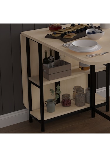 Metal Ayaklı Katlanır Mutfak Masası Km-31 Akçaağaç Akçaağaç
