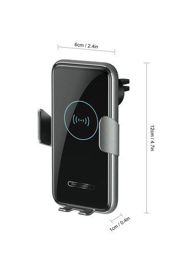 Leezsing V8 Araç Kablosuz Şarj Cihazı - Otomatik Algılama, Süper Kondansörlü, 360 Döner, Hızlı Şarj, Gri