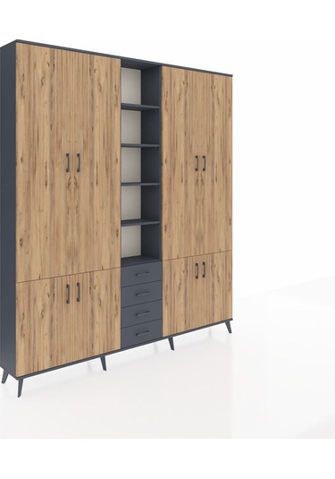 Arges Dolap 17 Raflı 4 Çekmeceli 8 Kapaklı 220x30x243 Antrasit-çam/antrasit Atlas Çam/antrasıt Arges Dolap 17 Raflı 4 Çekmeceli 8 Kapaklı 220x30x243 Antrasit-çam/antrasit Atlas Çam/antrasıt