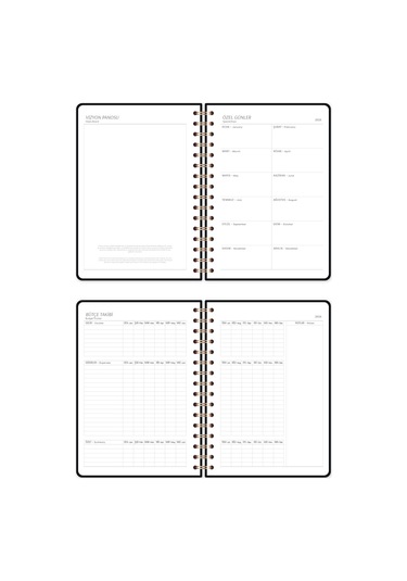 2026 A5 Spiralli Keten Haftalık Ajanda 12 Aylık - Siyah Siyah