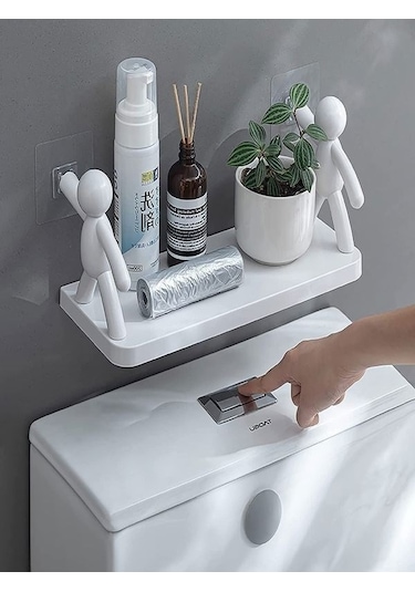 Büyük Boy Yapıskanlı Çöp Adam Şeklinde Organizer Duvar Raf Banyo