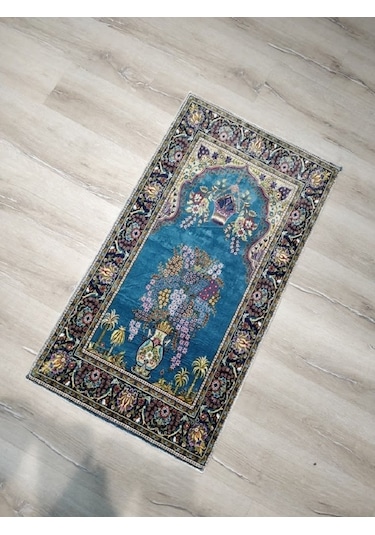 Bambu Halı Seccade Sec15 Turkuaz Namazlık 70x110 Cm