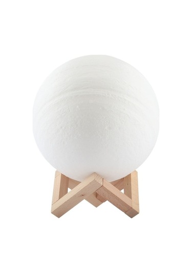 Willowhaven 18cm 3d Baskılı Jüpiter Led Gece Lambası, Usb Şarjlı 7 Renkli Değişen, Ahşap Tutucu Çok Renkli