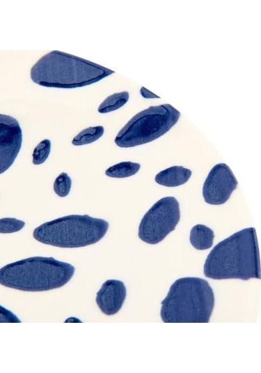 Tulu Porselen Lido Puantiyeli Servis Tabağı - Mavi - 25 Cm Mavi