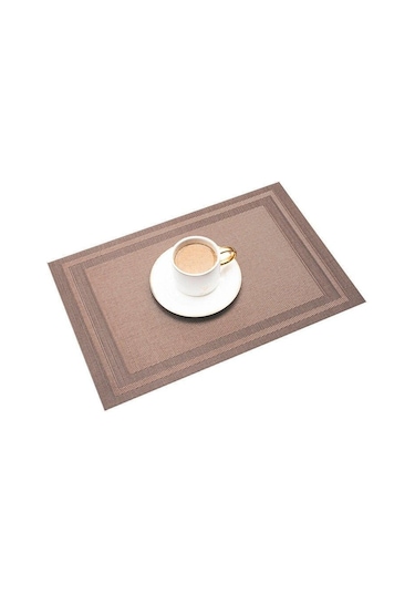 Kahve 1/4/6/10 Adet Modern Zarif Pvc Placemat Yemek Masası Mat Cafe Kaymaz Sıcak Placemats Kase Ped Bardak Mat Masa Bardak 6 Kahverengi