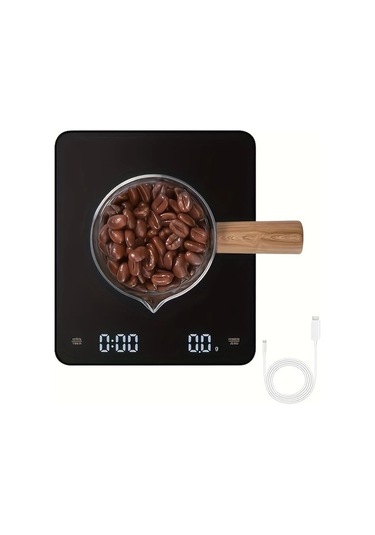 Xuweiwei Kahve Ve Gıda Ölçeği 3000g 0 1g Hassasiyetli Şarj Edilebilir Büyük Ekranlı Zamanlayıcılı Çok Fonksiyonlu Mutfak Tartısı -