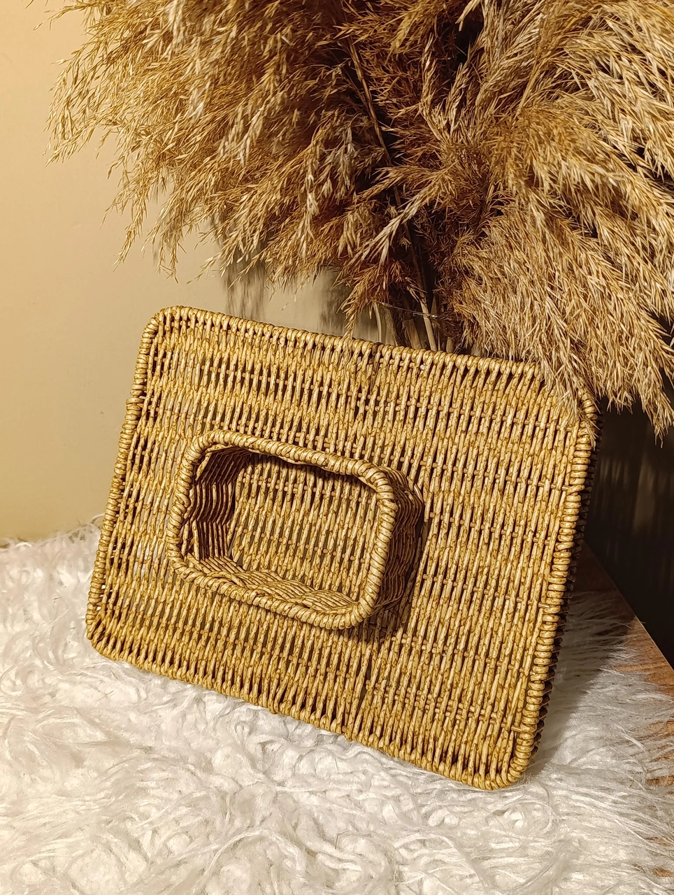 Hasır Rattan Ayaklı Sunumluk Dikdörtgen Diğer