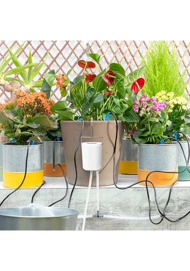 Elmpaly 8 Damlaticili Saksı Bitkileri İçin Otomatik Sulama Sistemi Zamanlayıcılı