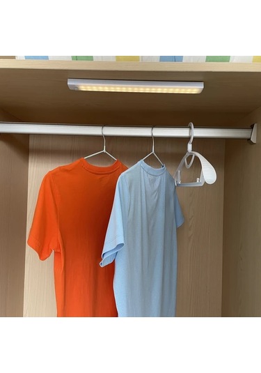 Meridiangoods 3lü Modern Led Dolap Altı Lamba Hareket Sensörü Usb Şarjlı 40cm Sıcak Beyaz Sıcak Beyaz