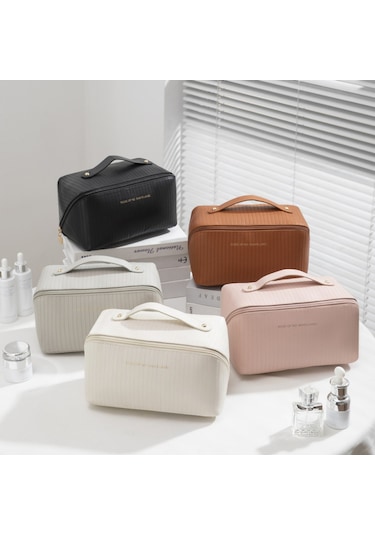 Dekohop Su Geçirmez Deri Seyahat Makyaj Çantası