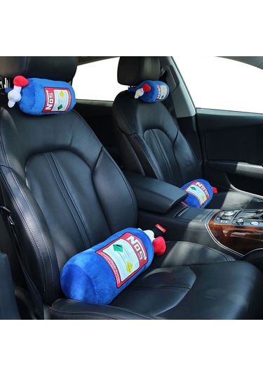 Samdoo Araba İçin Mavi Tüylü Bel Ve Baş Yastığı, Taşınabilir Ve Rahat