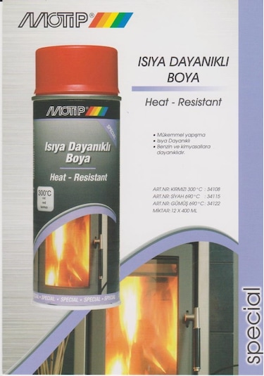 Motip Isıya Dayanıklı Sprey Boya Mat Gri 400 Ml - 600 C