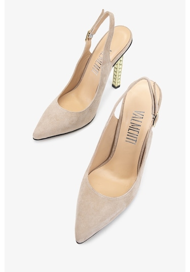 Valmenti Belina Kadın Taş Süet Hakiki Deri Topuklu Ayakkabı 22 3185 Bn Ayk Y24 Taş