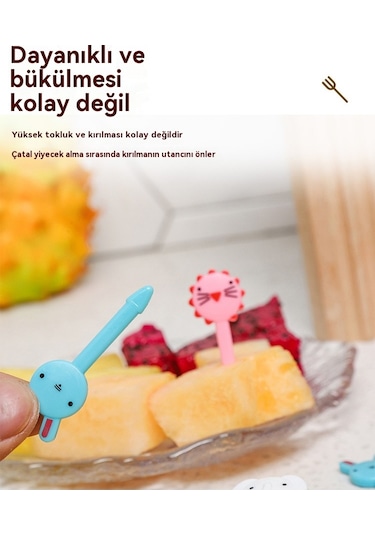 Aurora Kara Kedi Çocuk Mini Karikatür Meyve Çatalı Seti Siyah