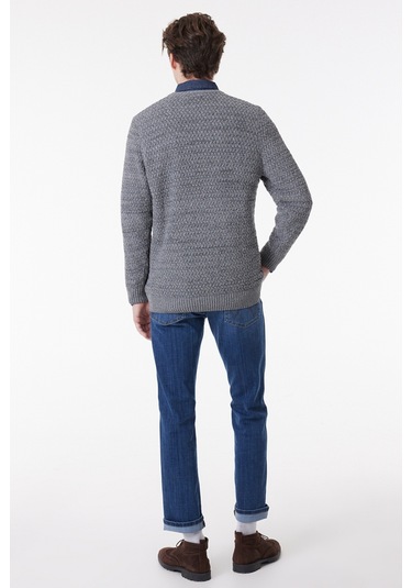 Wrangler Regular Fit Normal Kesim Bisiklet Yaka Gri Melanj Erkek Triko Kazak W232580036 Gri Melanj