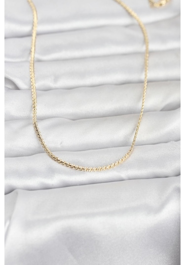 14k Gold Renk Yassı Zincir 60 Cm Kadın Kolye Cm Renkli