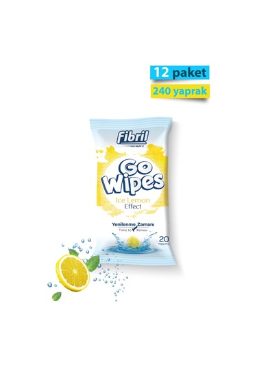 Fibril Go Wipes Ice Lemon Islak Mendil 20'li x 12 Paket 240 Yaprak