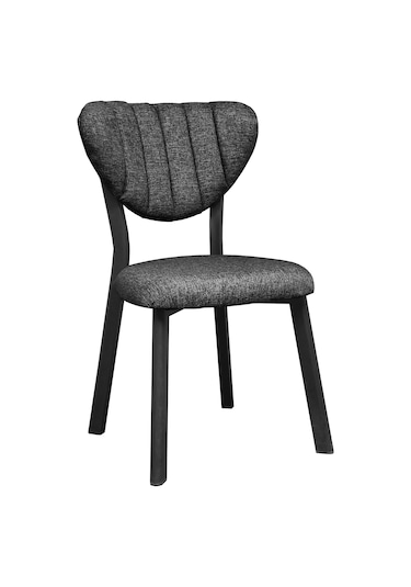 Nemeron Mutfak Masa Sandalyesi Kafe Restoran Yemek Odası Çizgili Yarmalı Sandalye Silinebilir - Füme Füme